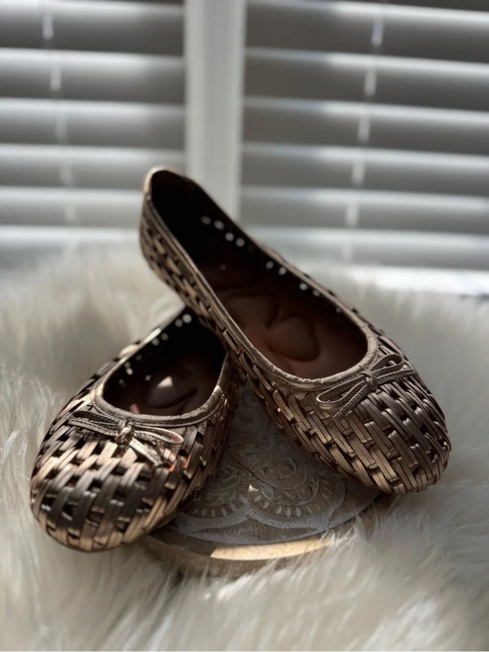 Lucky Brand Metallic Gold Woven Ballet Flats